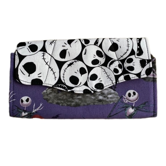 Jack with Zero wallet Handmade cotton Clutch Skull purple ghost dog - Picture 1 of 4